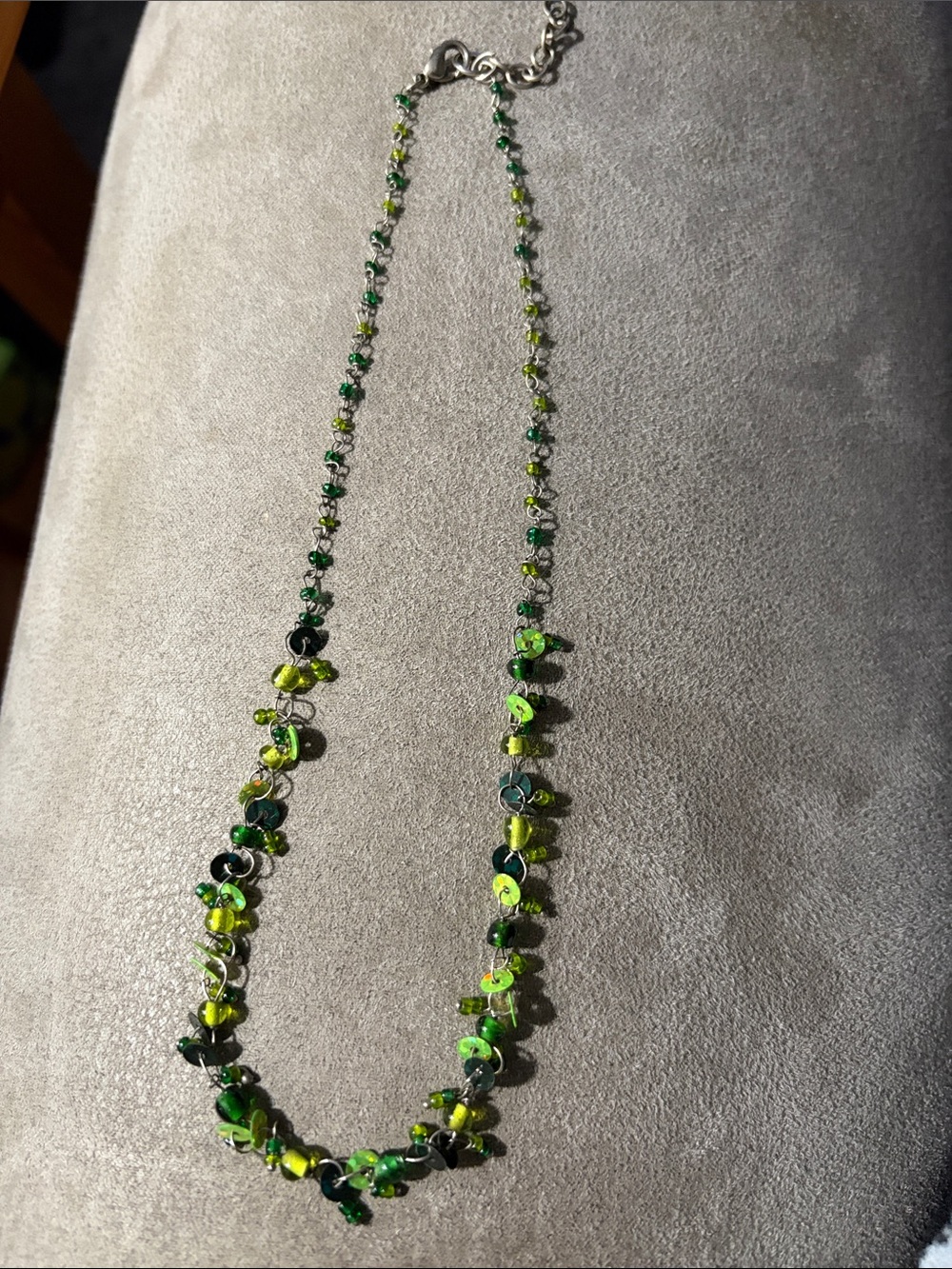 Y2K Green Beaded Women's Necklace - Vibrant Lime and Emerald Accent green